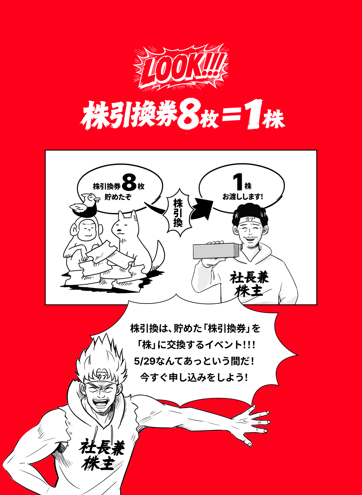 LOOK 第3期は「株引換券8枚=1株