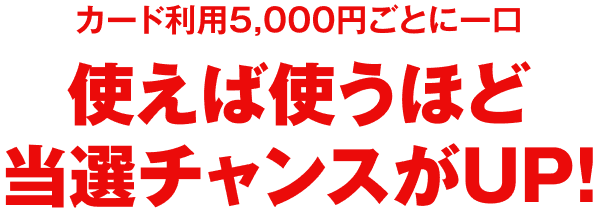 カード利用5,000円ごとに一口 使えば使うほど当選チャンスがUP!